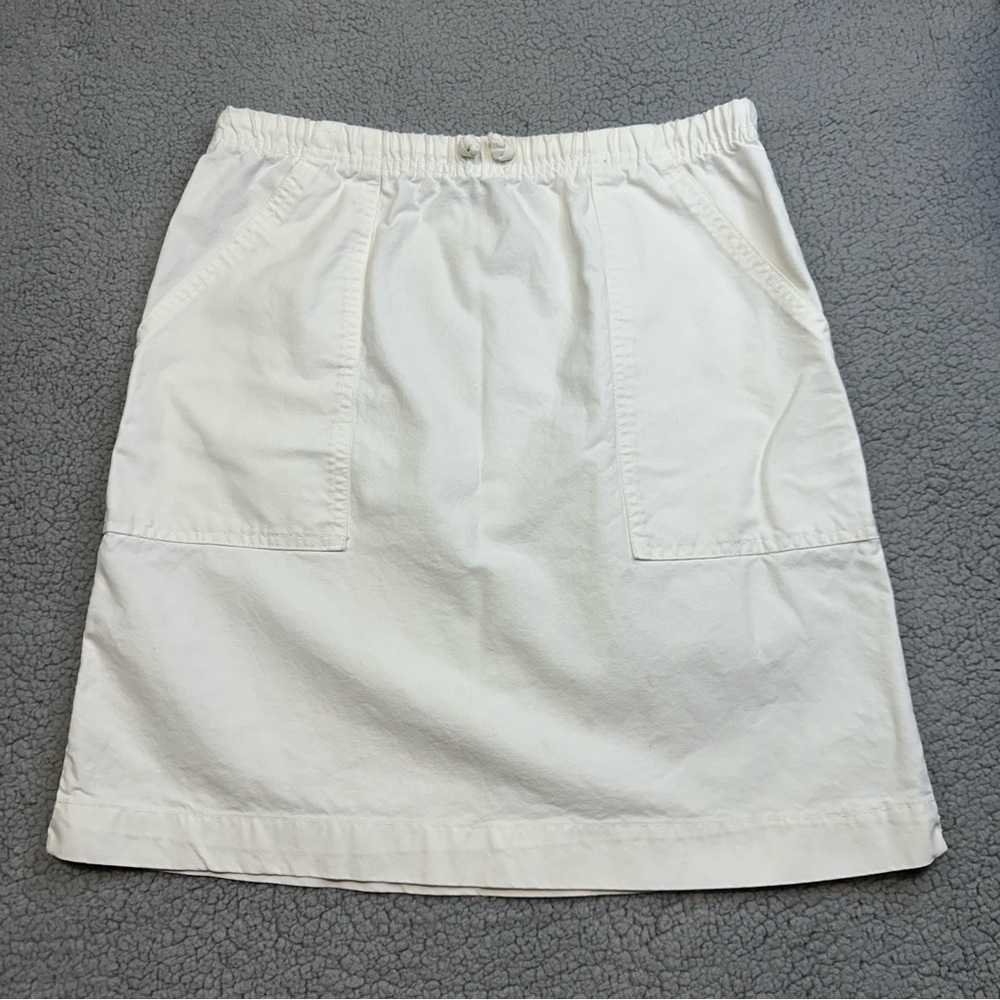 Women's White Canvas Skirt Size XS Drawstring Made in USA Cotton/Canvas pockets
